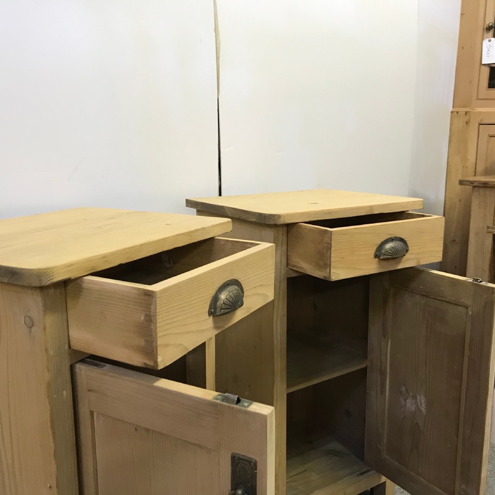 PAIR OF ANTIQUE PINE BEDSIDE POT CUPBOARDS View VI