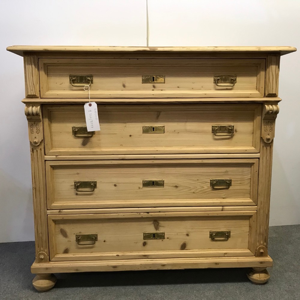 LARGE 4 DRAWER ANTIQUE PINE CHEST OF DRAWERS View VI