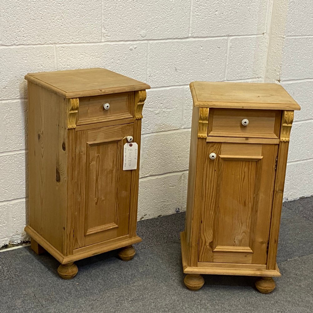 PAIR OF SMALL ANTIQUE PINE BEDSIDE CUPBOARDS View II