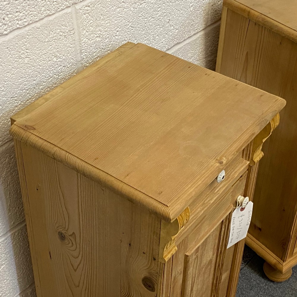 PAIR OF SMALL ANTIQUE PINE BEDSIDE CUPBOARDS View V