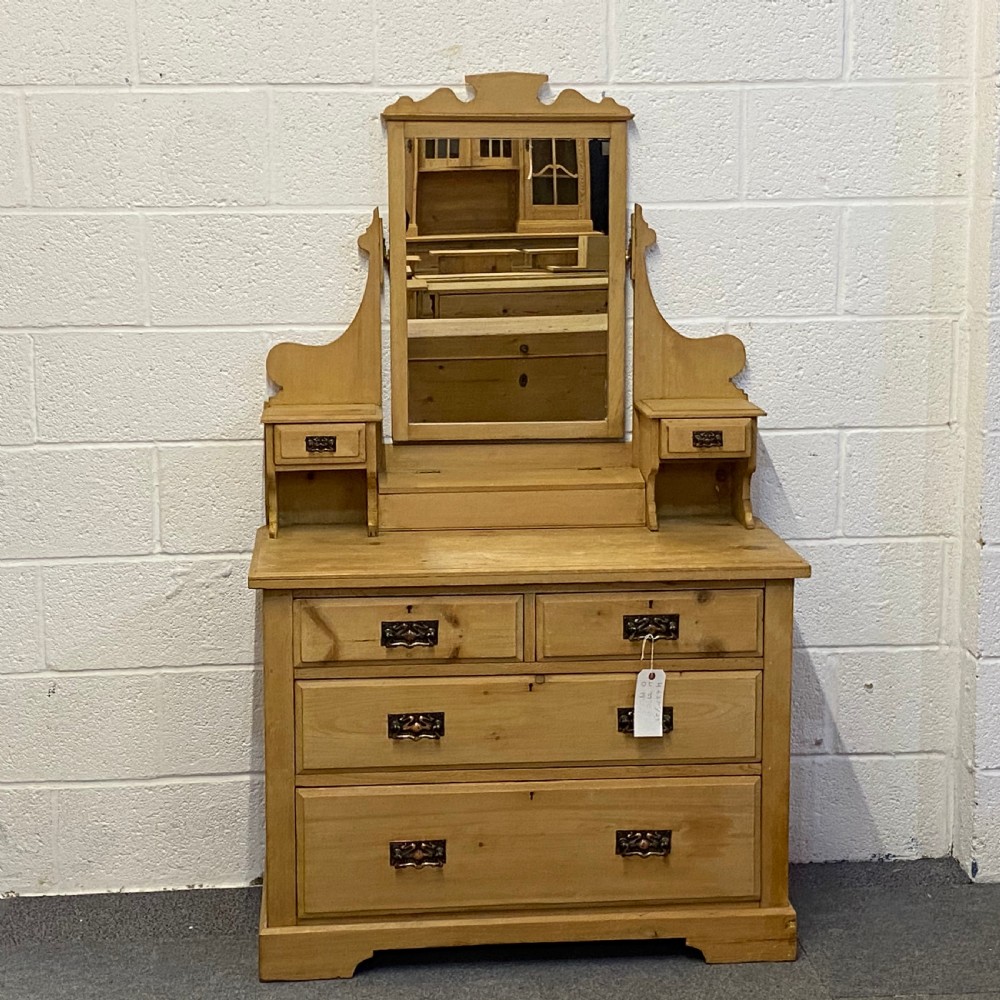 ENGLISH EDWARDIAN PINE & SATINWOOD DRESSING CHEST 