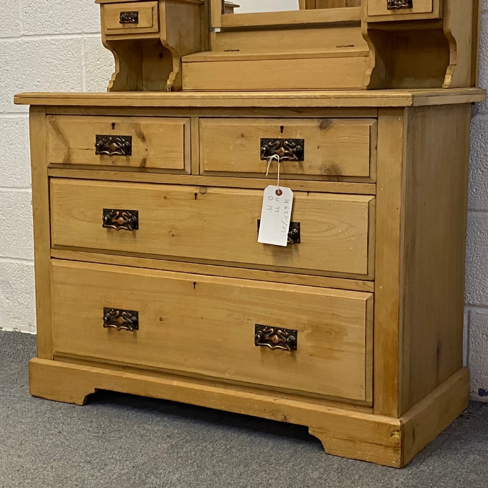 ENGLISH EDWARDIAN PINE & SATINWOOD DRESSING CHEST  View IV