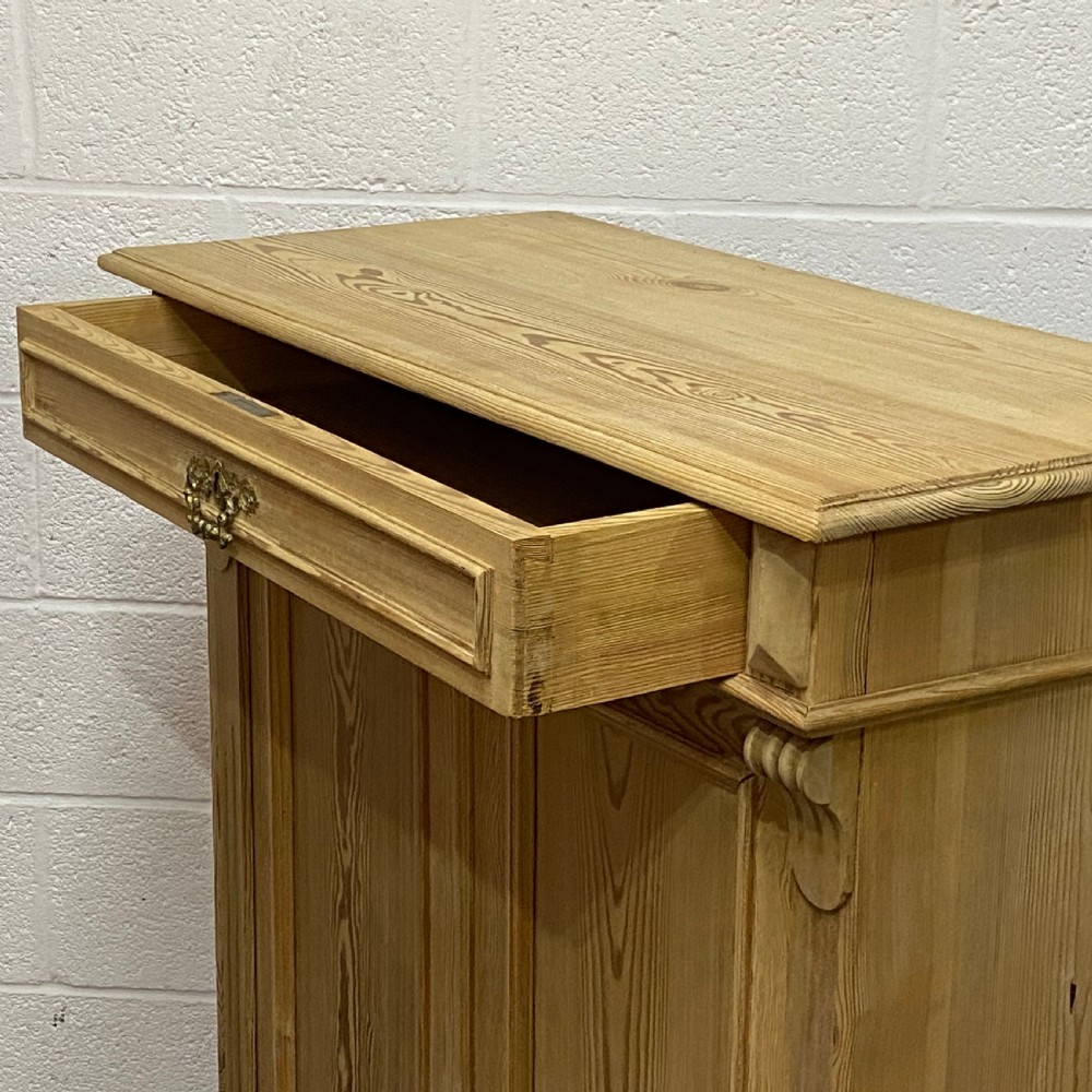 SLENDER ANTIQUE PINE CUPBOARD WITH MEDICINE DRAWER View V