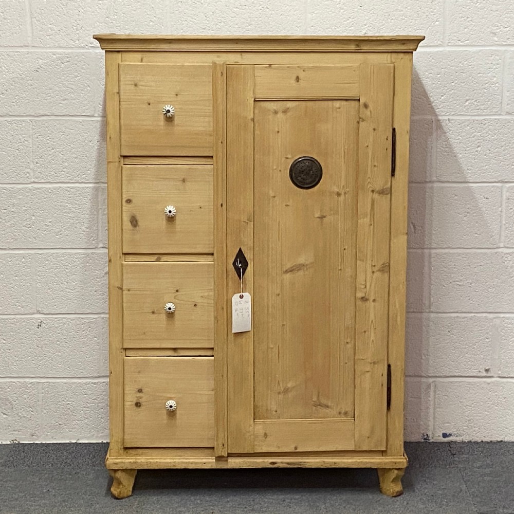 OLD PINE LARDER CUPBOARD 4 DRAWERS