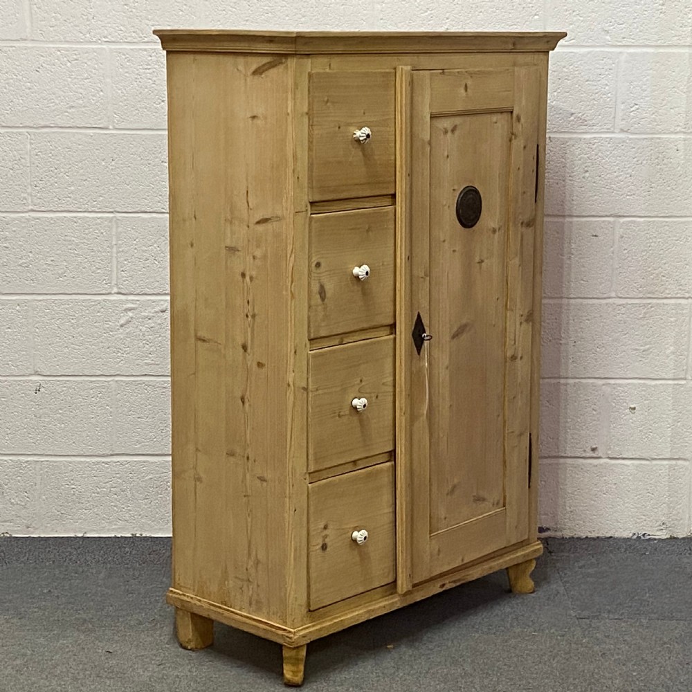 OLD PINE LARDER CUPBOARD 4 DRAWERS View V