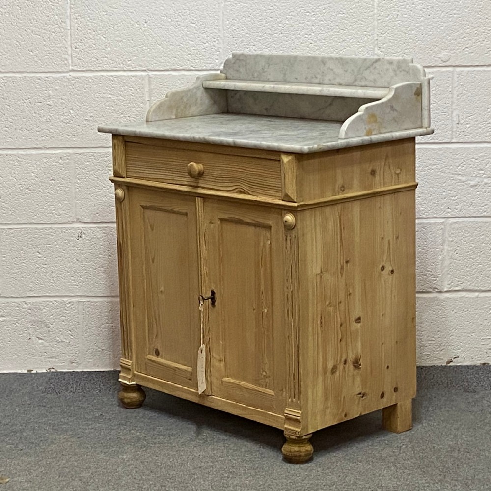 ANTIQUE PINE WASH CUPBOARD MARBLE TOP View II