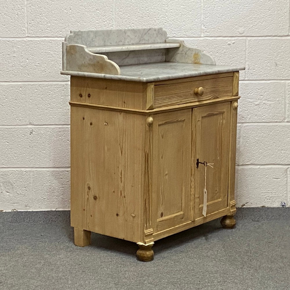 ANTIQUE PINE WASH CUPBOARD MARBLE TOP View III