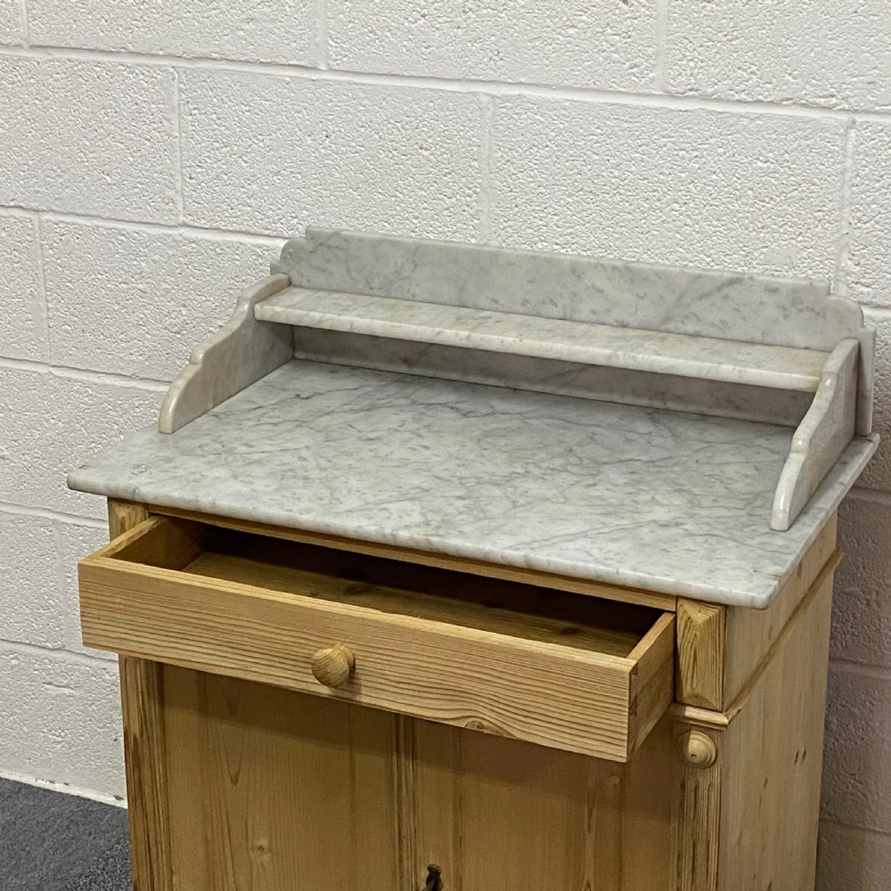 ANTIQUE PINE WASH CUPBOARD MARBLE TOP View V
