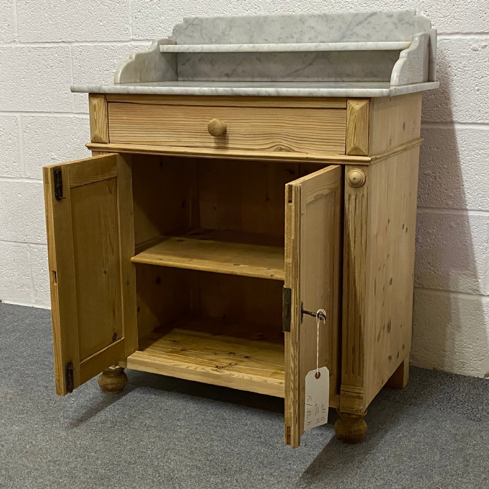 ANTIQUE PINE WASH CUPBOARD MARBLE TOP View VI
