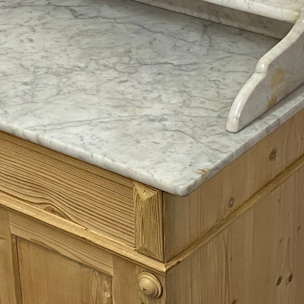 ANTIQUE PINE WASH CUPBOARD MARBLE TOP View VII