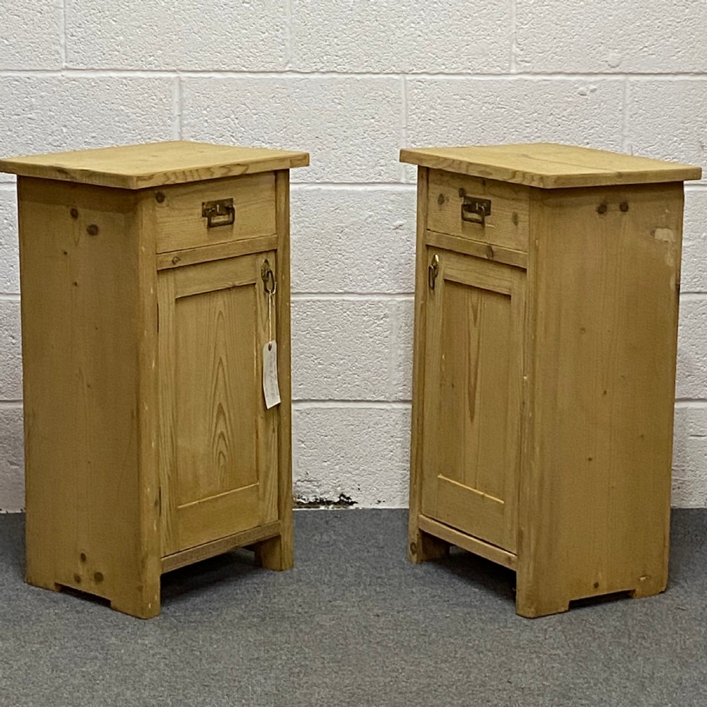 PAIR OF OLD PINE BEDSIDE POT CUPBOARDS View II