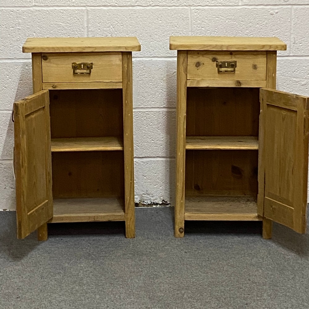 PAIR OF OLD PINE BEDSIDE POT CUPBOARDS View V