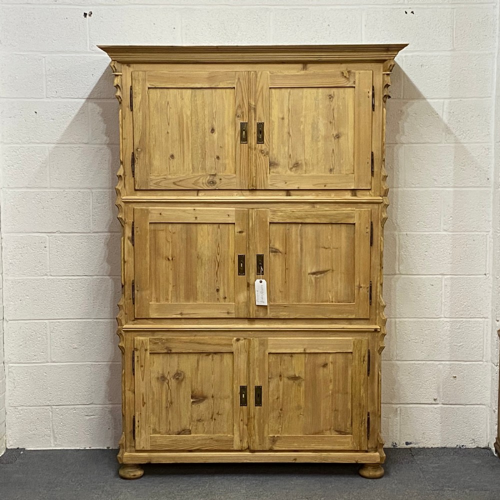 ANTIQUE PINE PORTABLE CAMPAIGN CUPBOARD  