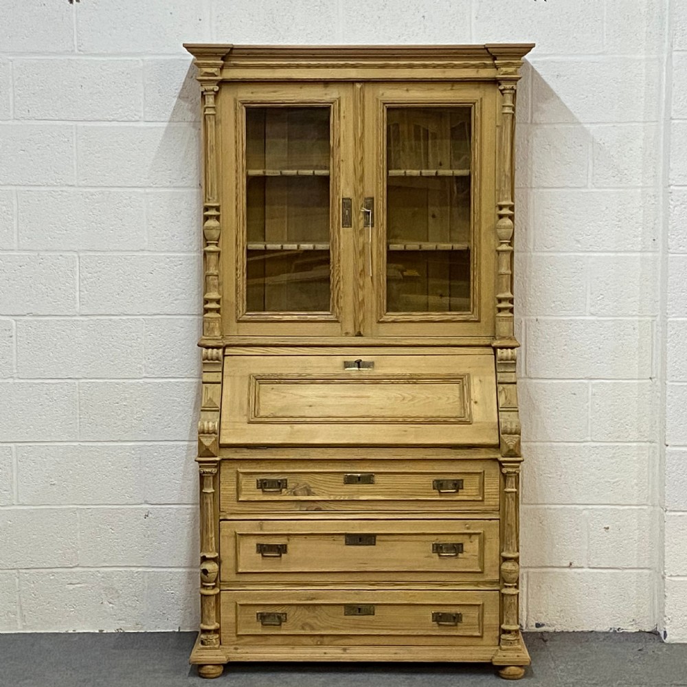 LARGE PARTLY GLAZED ANTIQUE SECRETAIRE 