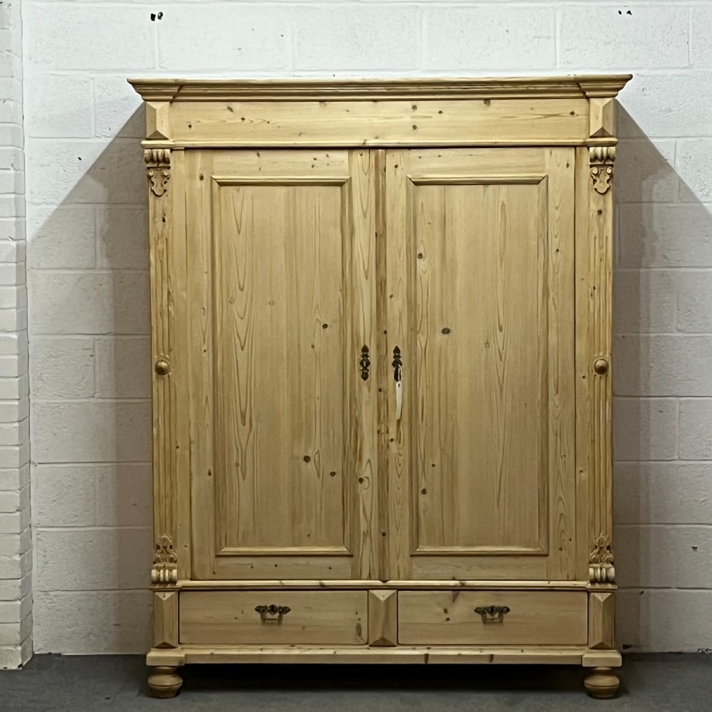 Very Large Antique Pine Wardrobe Which Dismantles 
