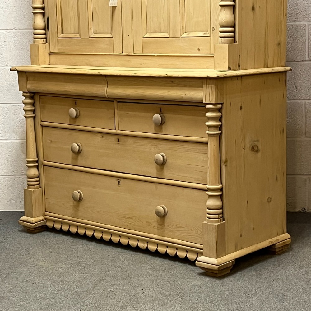 LARGE VICTORIAN PINE SCOTTISH LINEN PRESS View VI