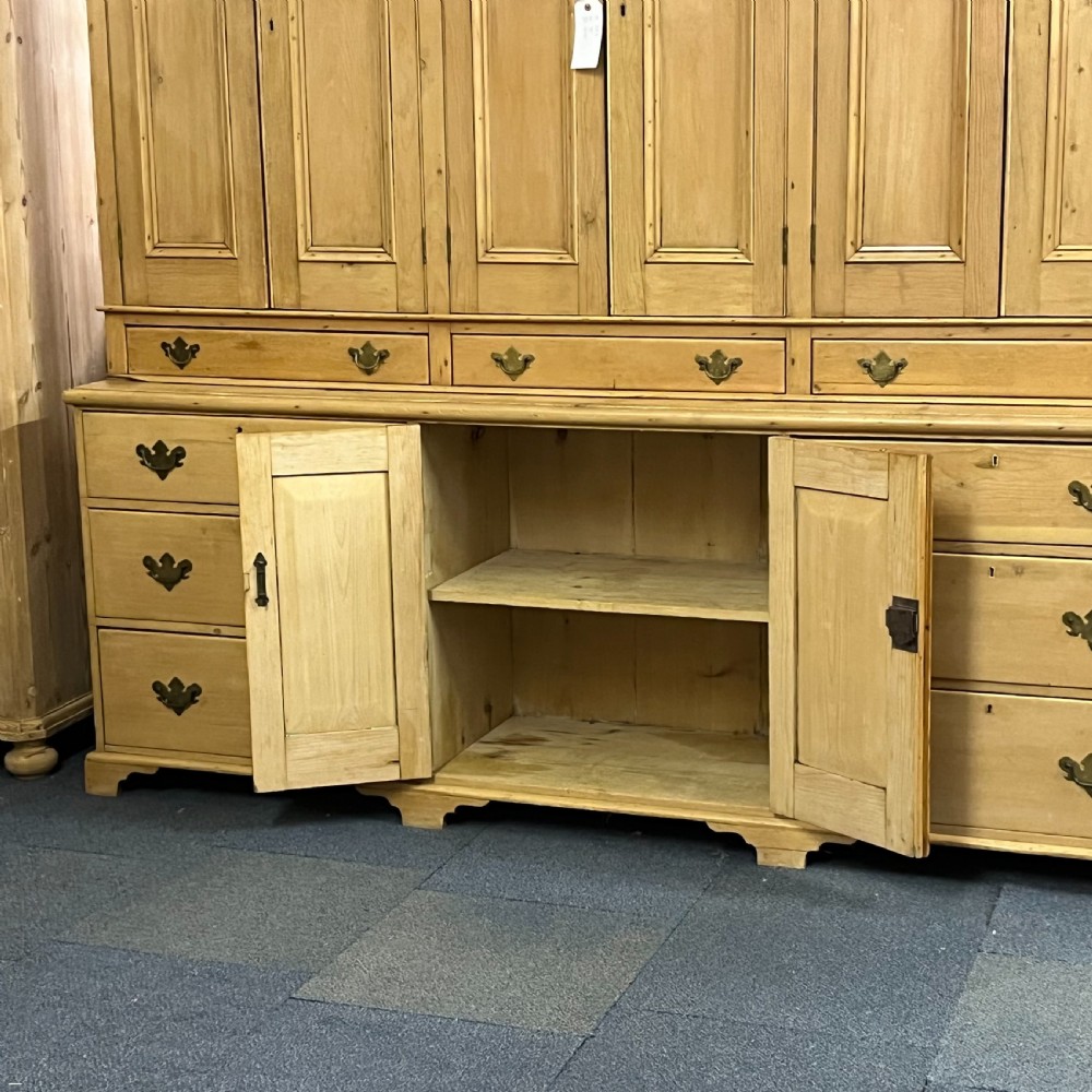 HUGE MID VICTORIAN ENGLISH PINE HOUSEKEEPERS CUPBOARD WITH DRAWERS View II