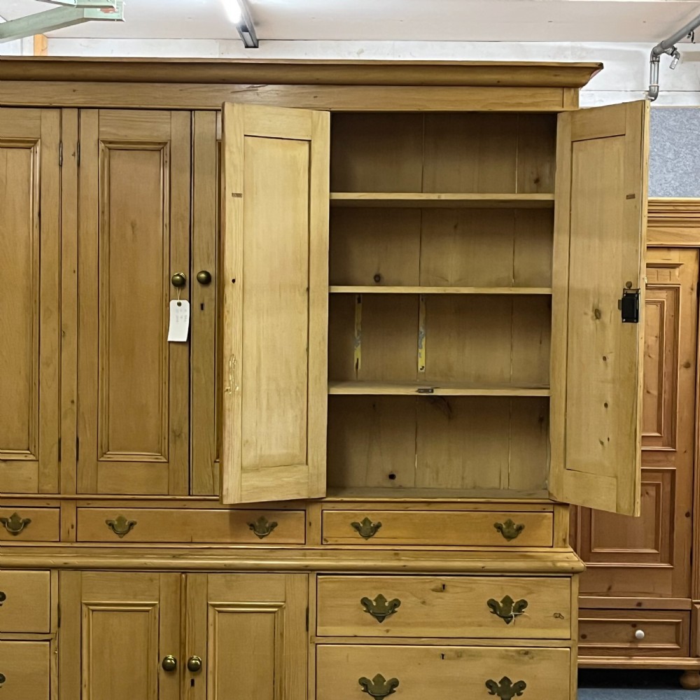 HUGE MID VICTORIAN ENGLISH PINE HOUSEKEEPERS CUPBOARD WITH DRAWERS View III