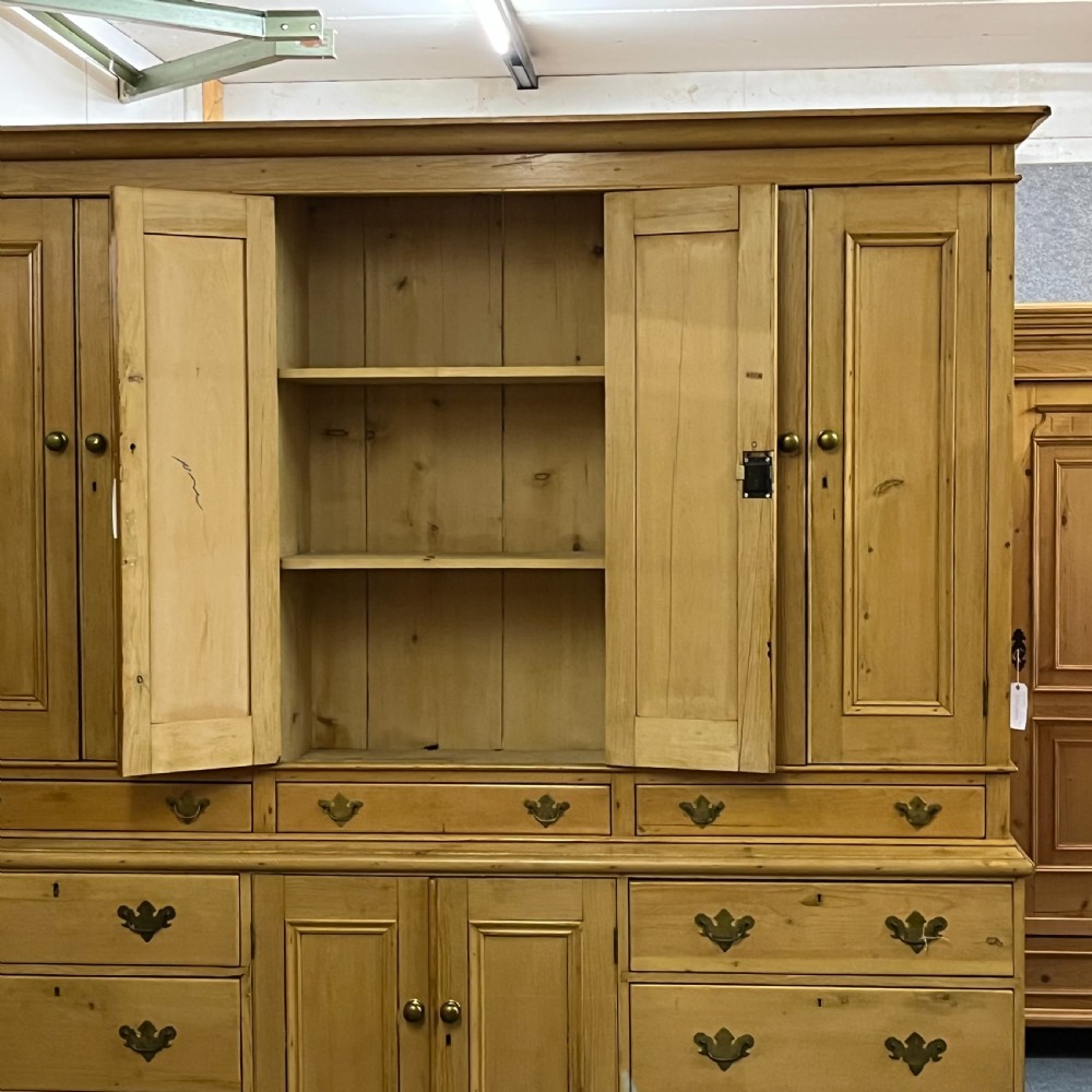 HUGE MID VICTORIAN ENGLISH PINE HOUSEKEEPERS CUPBOARD WITH DRAWERS View IV