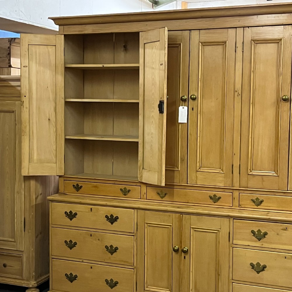 HUGE MID VICTORIAN ENGLISH PINE HOUSEKEEPERS CUPBOARD WITH DRAWERS View V