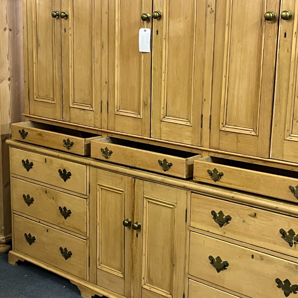 HUGE MID VICTORIAN ENGLISH PINE HOUSEKEEPERS CUPBOARD WITH DRAWERS View VI