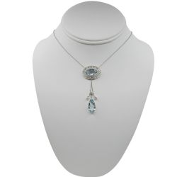 ANTIQUE AQUAMARINE DIAMOND NECKLACE