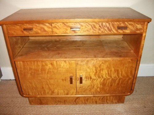 Art Deco Satinbirch Side Cabinet