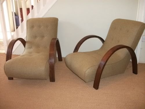 Pair of Art Deco Lounger Chairs