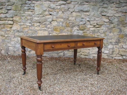 A Victorian Oak 2 Drawer Library Table C 1870
