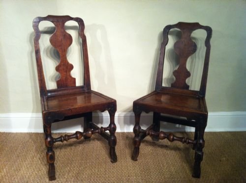 A Pair of 18th Century Oak Side Chairs C 1720