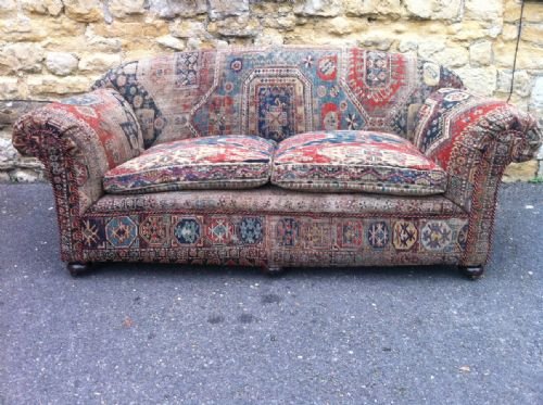 A Victorian 2 Seater Sofa Covered in Old 19th Soumac