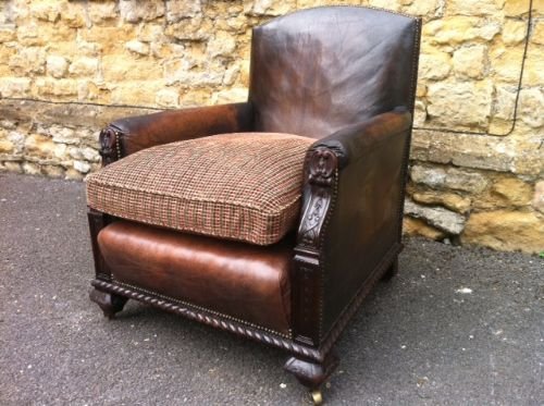 An Edwardian Mahogany and Leather Armchair C1910
