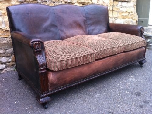 An Edwardian Mahogany and Leather Upholstered Three Seater Sofa C 1910