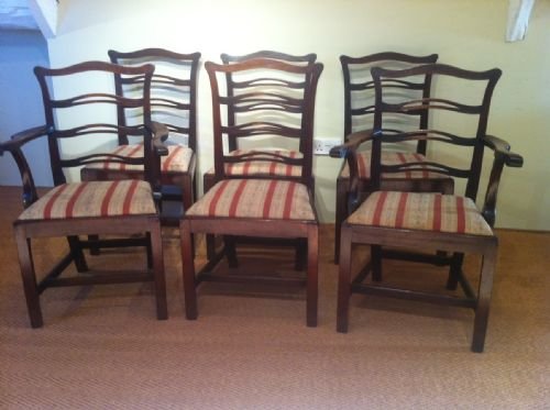 A Set of 6 George 111 Mahogany Ladderback Dining Chairs C 1790