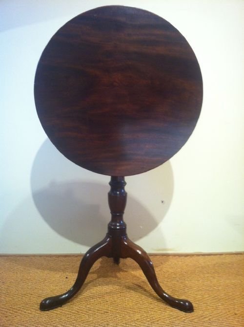 A George III Mahogany Tripod Table C 1790 with Single Piece Top. 
