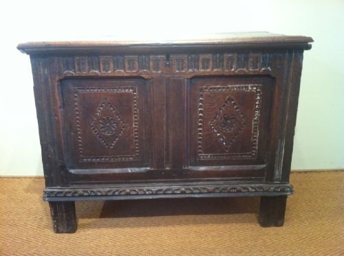 A Charles I Small Oak Coffer C 1640. 

