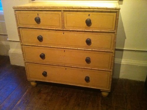 A Late Regency Painted Faux Bamboo Chest of Drawers C 1820