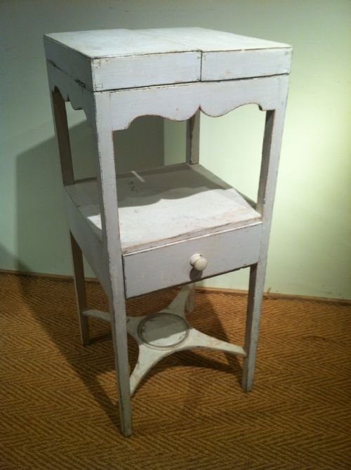 A Regency White Painted Pine Washtand C1810 with Original White Painted Decoration