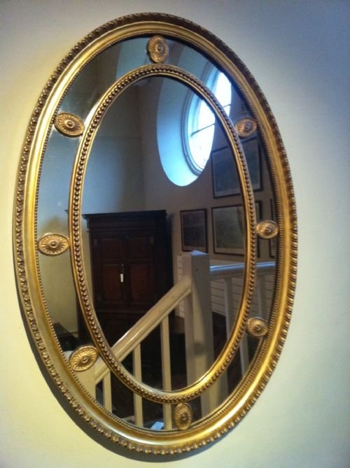 A Late Victorian Oval Marginal Border Glass Mirror C1900