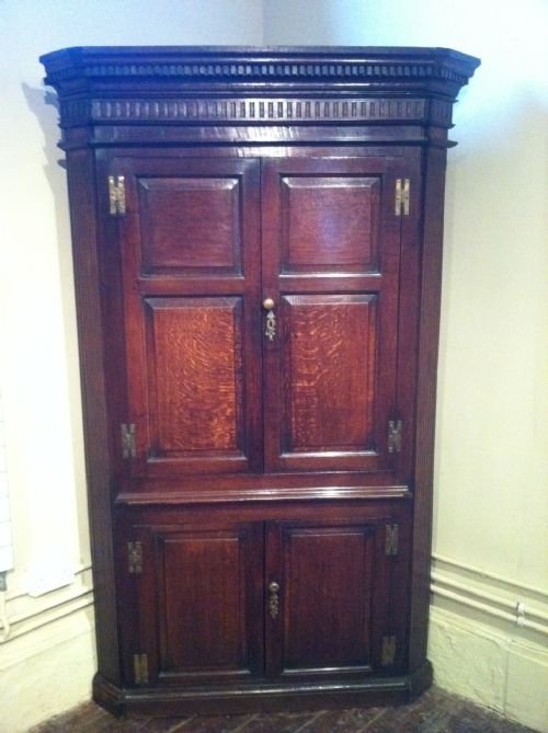 A George 111 Oak Architectural Satnding Corner Cupboard C 1780