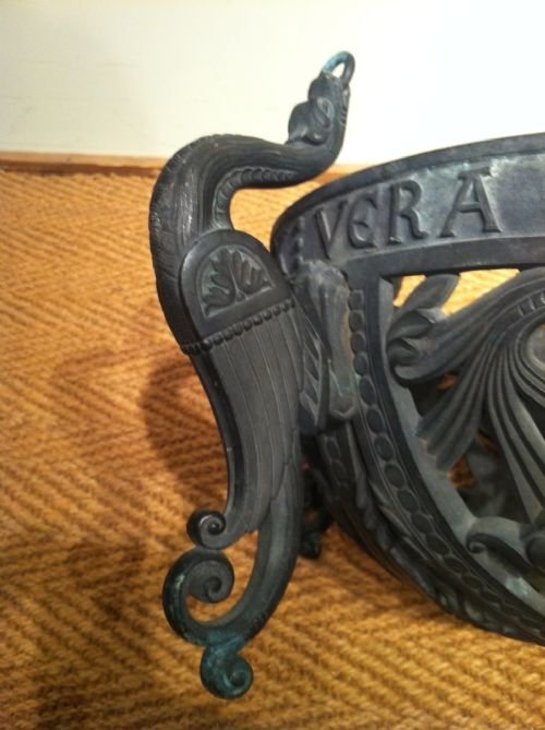 fig 1. A Victorian bronze Celtic design ceiling light attributed to E W Pugin c 1865