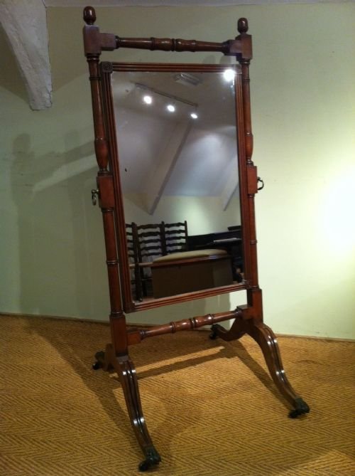 A Regency Mahogany Cheval Mirror C 1820