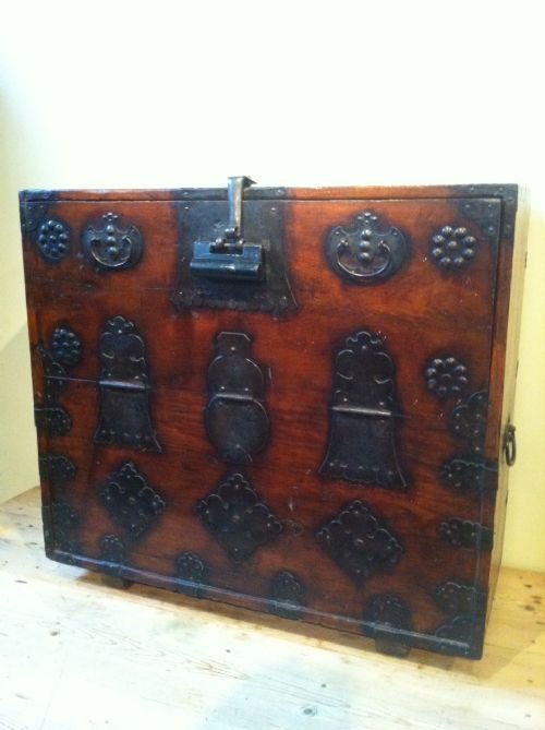 A Chinese Teak and Iron Banded Cabinet Mid 19th C