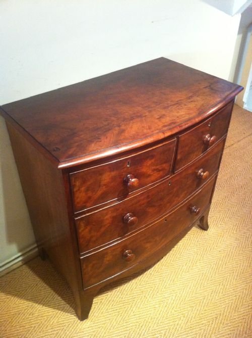 A Small George IV Mahogany Bowfront Chest of Drawers C 1830