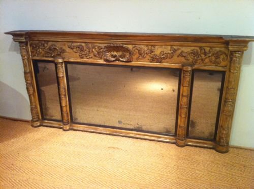 A Late Regency Giltwood Triple Plate Overmantel Mirror C1830