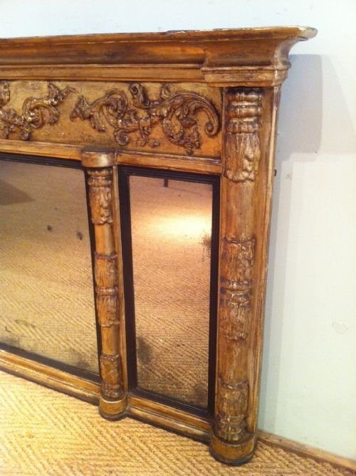 fig 1. A late Regency giltwood triple plate overmantel mirror c1830