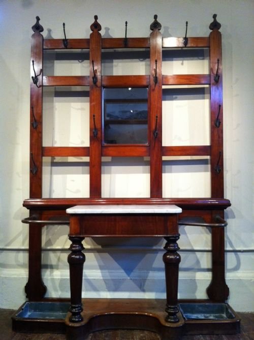 A Large Victorian Mahogany Iron and Brass Coat and Stickstand C 1870