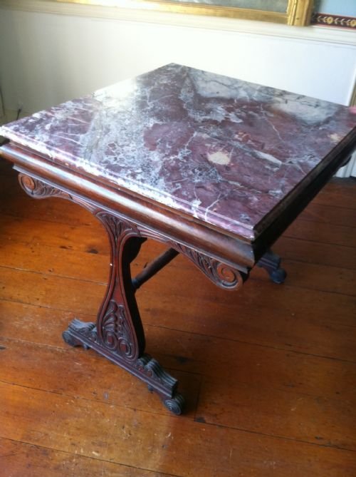A George 1v Mahogany and Marble Topped Centre Table Attributed to William Trotter C 1825. 

