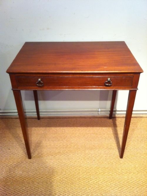 A Regency Mahogany Single Drawer Side Table C 1810 with Single Drawer and Axe Head Handles  
