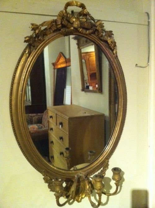A Victorian Giltwood Oval Girandole Mirror C 1870